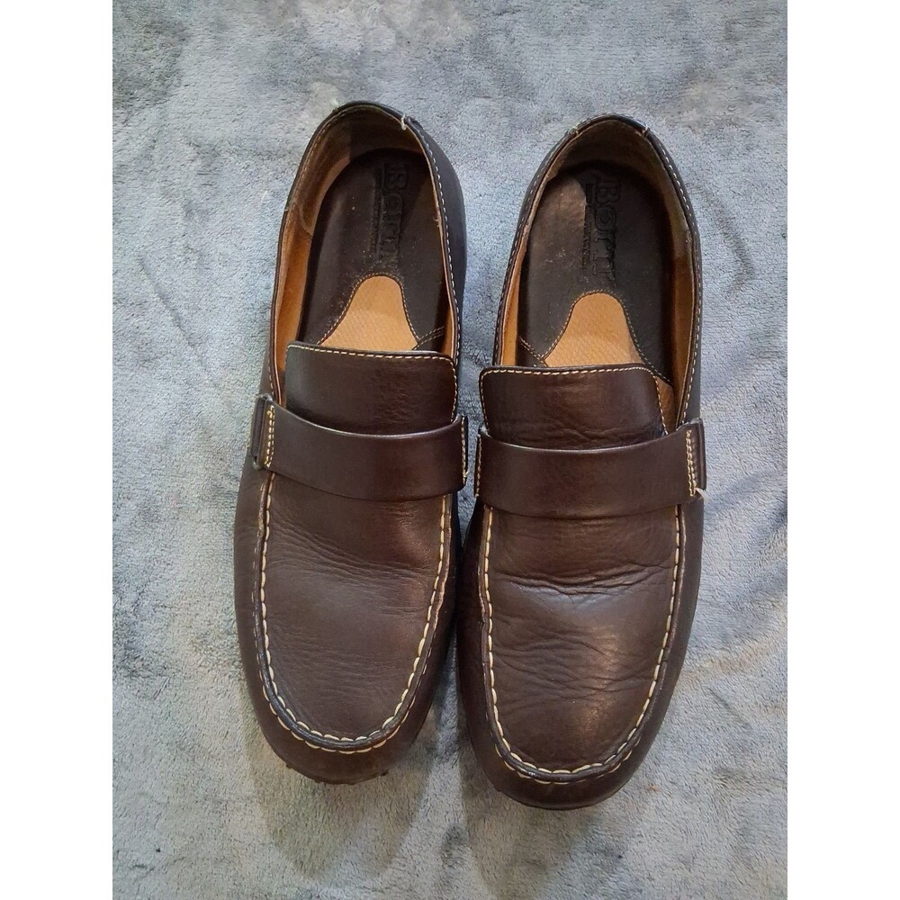 Born Mens Loafer Shoes Size 13W Brown Moc Toe Driving Shoe Leather Slip On